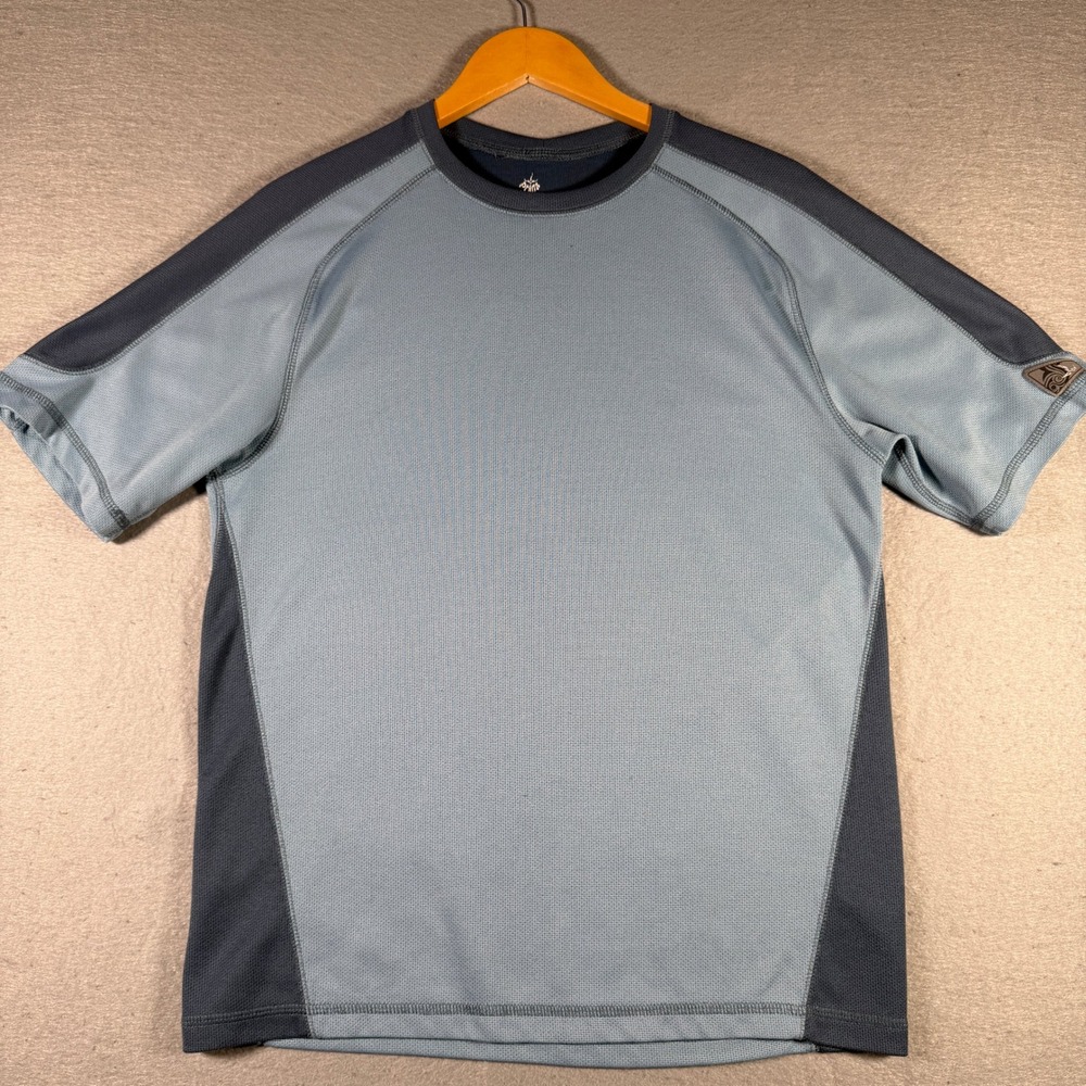 Prana Breathe Mens Blue Colorblock Athletic T-Shirt Short Sleeve Size L USA Made